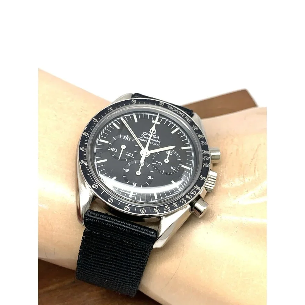 Omega Speedmaster Men's Watch 145.022 Swiss Manual 861 Black Dial Nylon Strap
